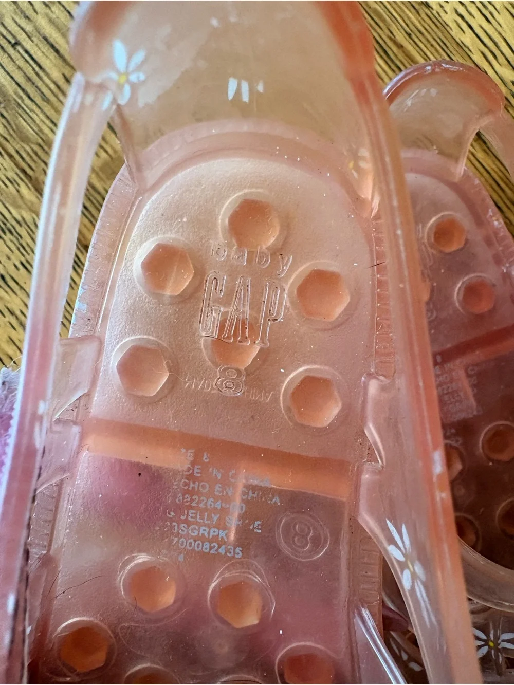 GAP Girls Pink Transparent Jelly Sandals with Daisy Detail